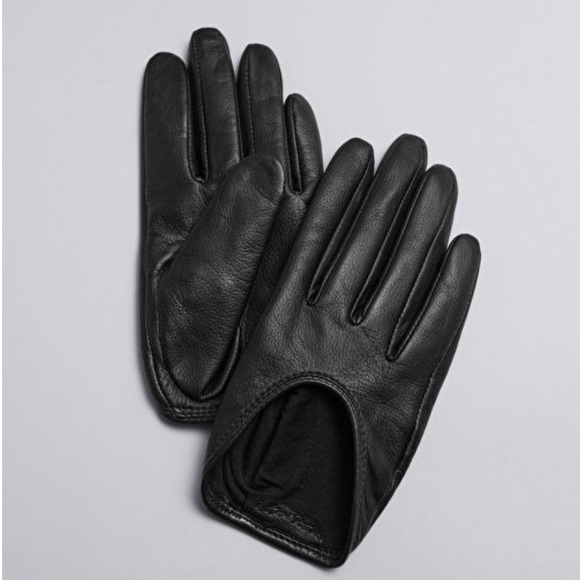 &other stories short black leather gloves - Picture 3 of 7